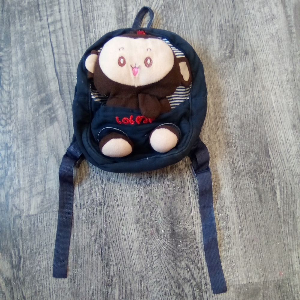 Cute Navy Blue Kids Backpack with Monkey Design